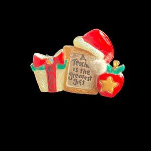 Vintage AJMC Teacher Appreciation Christmas Pin Brooch Teachers Gift